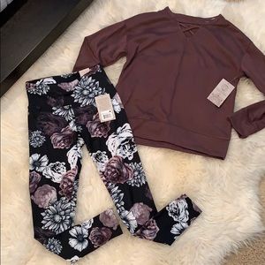 Ellie Activewear Sweater Top & Floral Bottoms